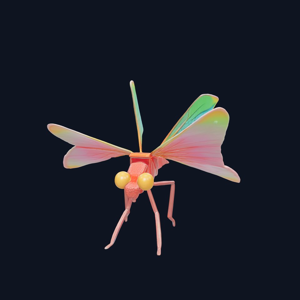 Origami Dragonfly Iridescent Wings model pack